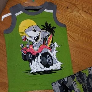 Healthtex Shark Green/Grey Short Set 5T